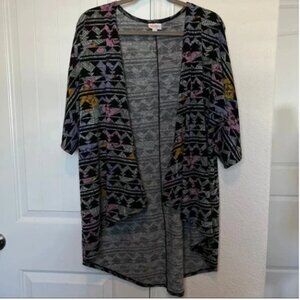 Lularoe Lindsay Small Knit, Black Broken Floral Pattern